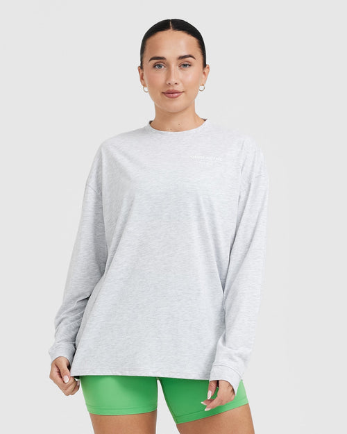 Oner Modal Classic Lifters Graphic Oversized Lightweight Long Sleeve Top | Light Grey Marl