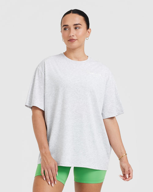 Oner Modal Classic Lifters Graphic Oversized Lightweight T-Shirt | Light Grey Marl