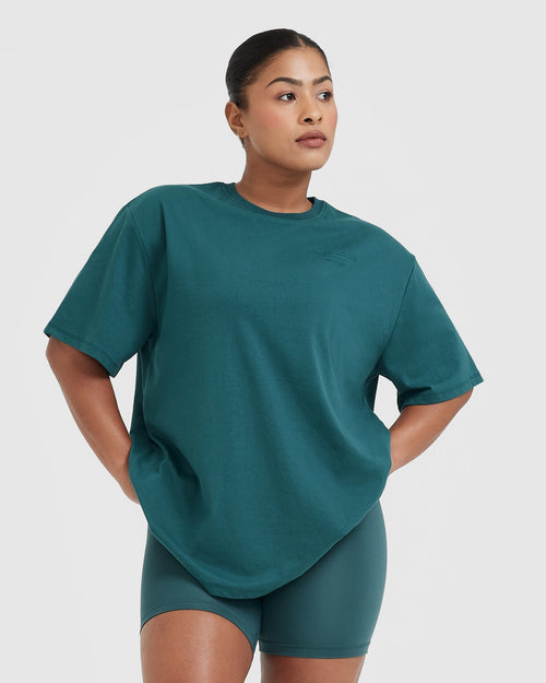 Oner Modal Classic Lifters Graphic Oversized Lightweight T-Shirt | Marine Teal