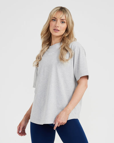 Graphic Oversized Short Sleeve Tee | Silver Marl