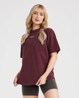 Graphic Oversized Short Sleeve Tee | Washed Rosewood