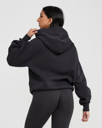 Classic Lounge Oversized Zip Through Hoodie | Coal