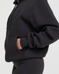 Classic Lounge Oversized Zip Through Hoodie | Coal