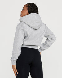 Classic Lounge Cropped Zip Through Hoodie | Silver Grey Marl