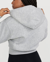 Classic Lounge Cropped Zip Through Hoodie | Silver Grey Marl