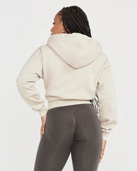 Classic Lounge Cropped Zip Through Hoodie | Sand