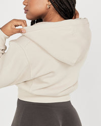 Classic Lounge Cropped Zip Through Hoodie | Sand
