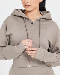 Classic Lounge Cropped Zip Through Hoodie | Minky