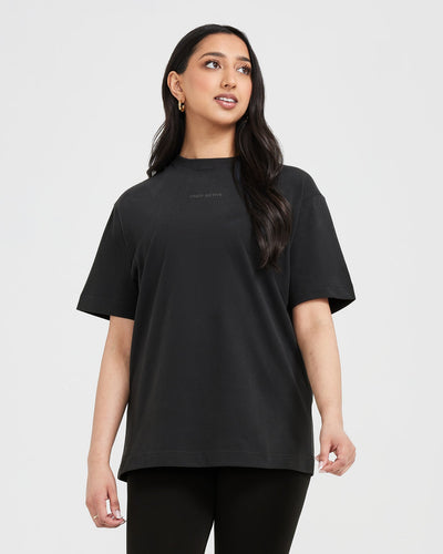 Classic Mirror Graphic Oversized T-Shirt | Washed Black