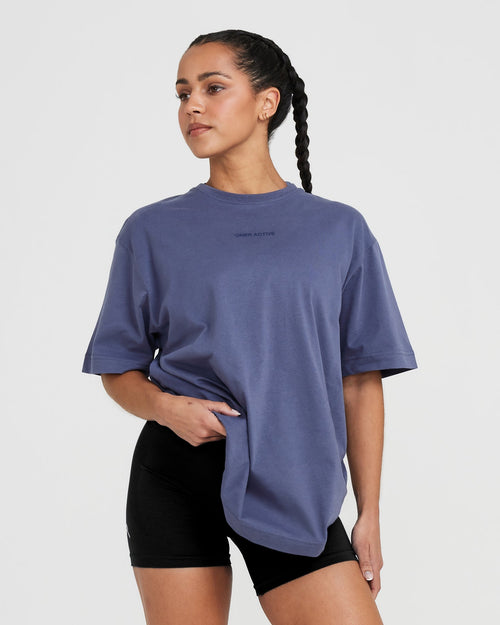 Classic Mirror Graphic Oversized T-Shirt Washed Slate Blue | Oner ...
