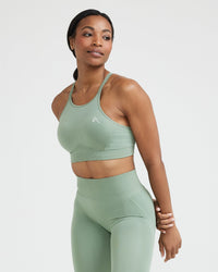 Effortless Seamless High Neck Bralette | Sage