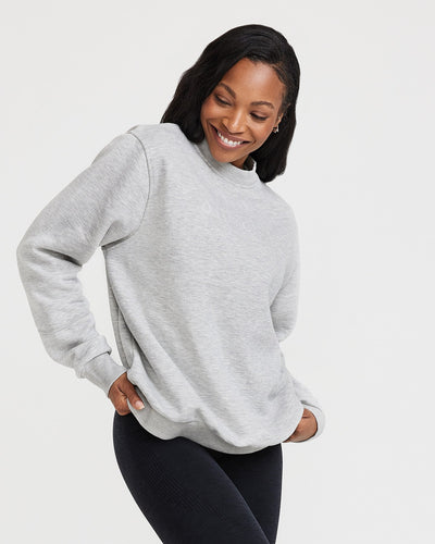 Classic Lounge Oversized Crew Neck | Silver Marl