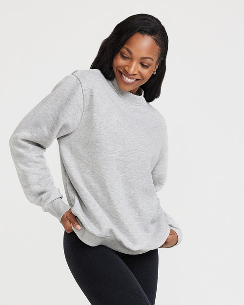 Oner Modal Classic Lounge Oversized Crew Neck | Silver Marl