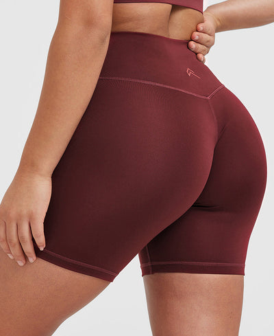 Dark red high waisted shorts top