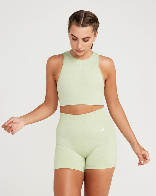 Oner Modal Classic Seamless Crop Top | Pistacchio Marl