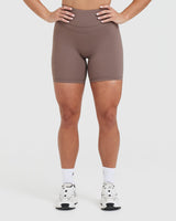 Unified High Waisted Shorts 6" | Cool Brown