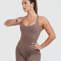 Unified V-Neck Cross Back Vest | Cool Brown