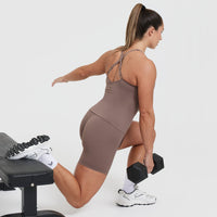 Unified V-Neck Cross Back Vest | Cool Brown