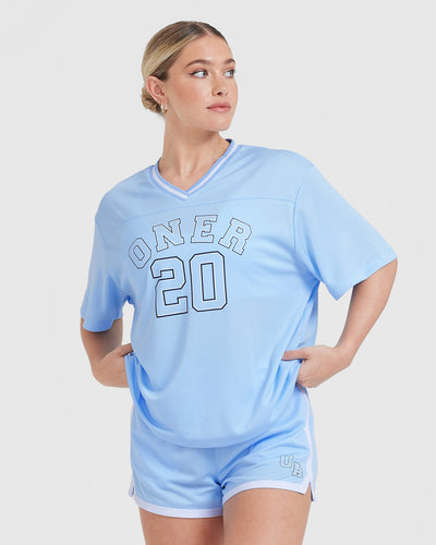 Varsity V-Neck Short Sleeve T-shirt | Powdered Blue