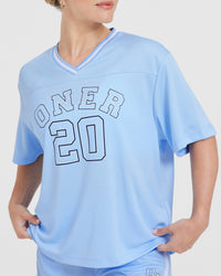 Varsity V-Neck Short Sleeve T-shirt | Powdered Blue