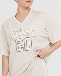 Varsity V-Neck Short Sleeve T-shirt | Sand