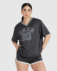 Varsity V-Neck Short Sleeve T-shirt | Coal
